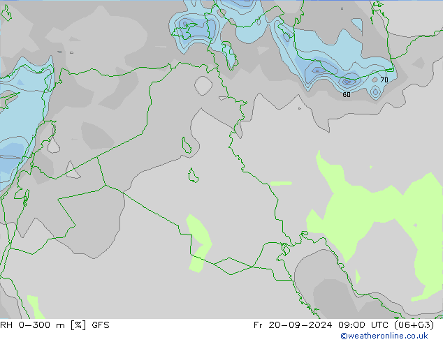 RH 0-300 m GFS Fr 20.09.2024 09 UTC