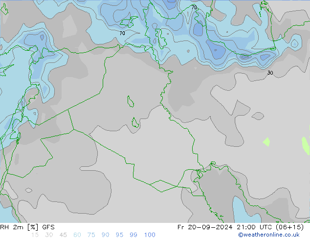 RH 2m GFS Fr 20.09.2024 21 UTC