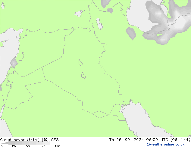 zachmurzenie (suma) GFS czw. 26.09.2024 06 UTC