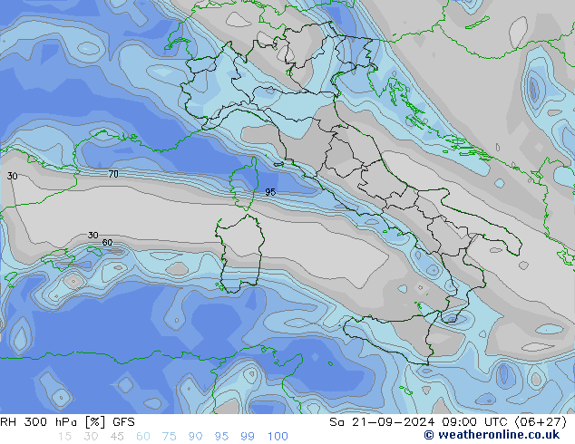 RH 300 hPa GFS  21.09.2024 09 UTC