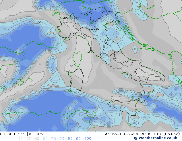 RH 300 hPa GFS  23.09.2024 00 UTC