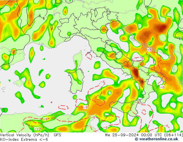 Convection-Index GFS ср 25.09.2024 00 UTC