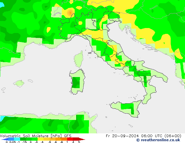 Volumetric Soil Moisture GFS ven 20.09.2024 06 UTC