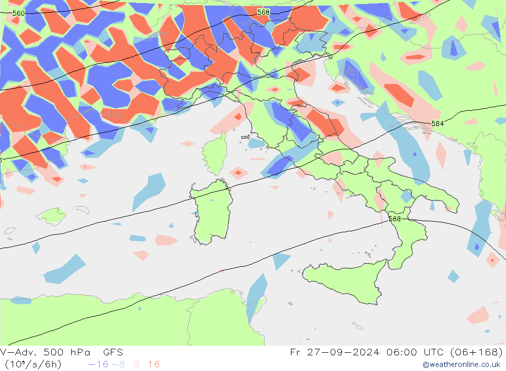 V-Adv. 500 hPa GFS Cu 27.09.2024 06 UTC