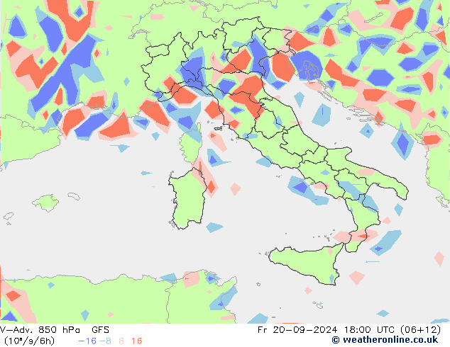 V-Adv. 850 hPa GFS Fr 20.09.2024 18 UTC