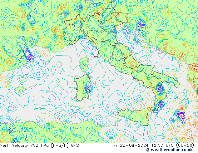 Vert. Velocity 700 гПа GFS пт 20.09.2024 12 UTC