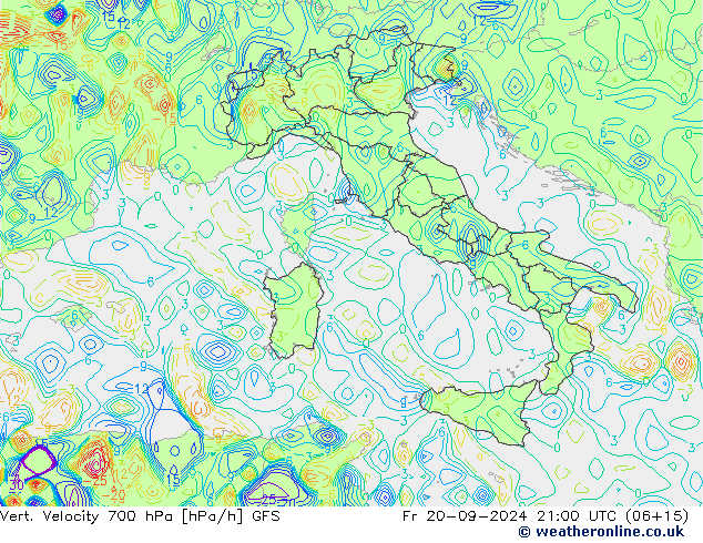 Vert. Velocity 700 hPa GFS Pá 20.09.2024 21 UTC