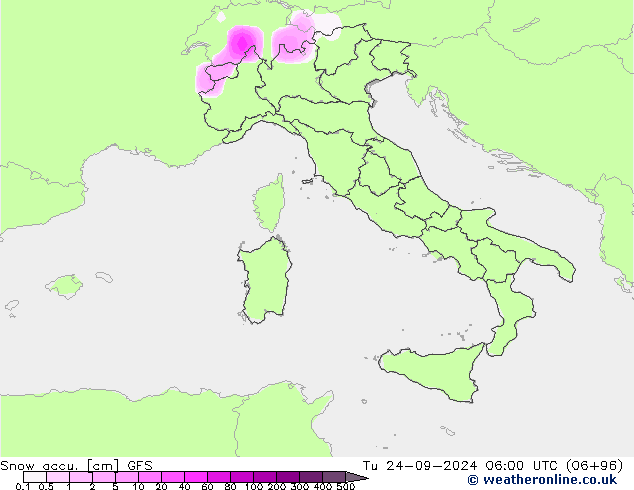 Snow accu. GFS  24.09.2024 06 UTC