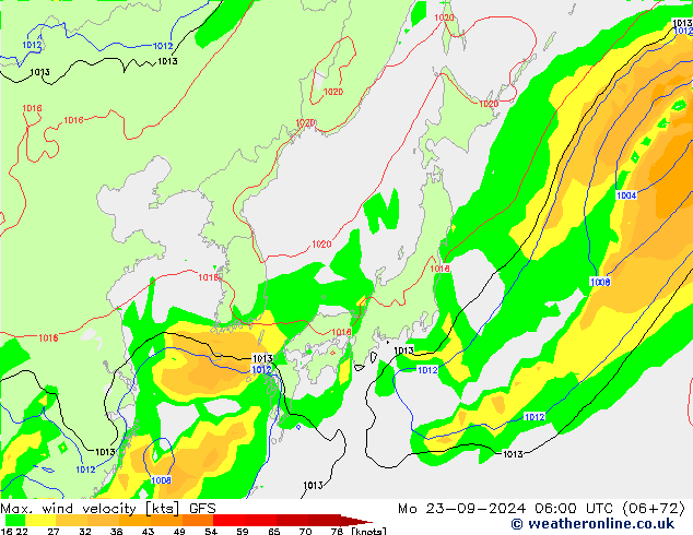 Max. wind velocity GFS  23.09.2024 06 UTC