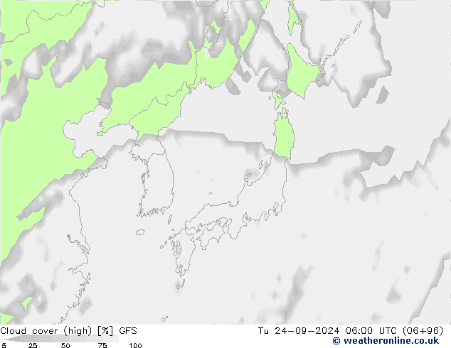 Nubi alte GFS mar 24.09.2024 06 UTC