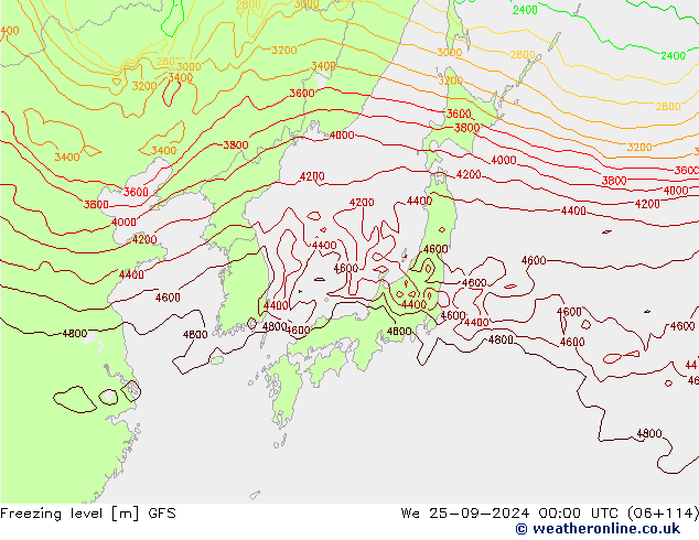 Freezing level GFS Сентябрь 2024