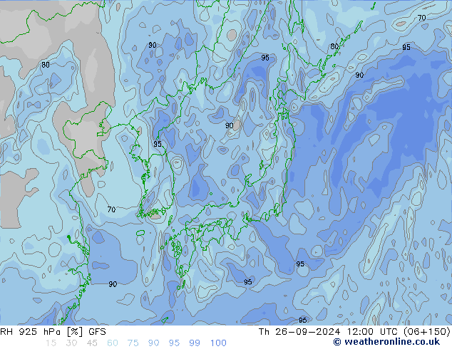 RH 925 hPa GFS Th 26.09.2024 12 UTC