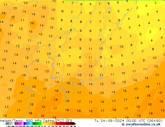 Z500/Rain (+SLP)/Z850 GFS вт 24.09.2024 00 UTC