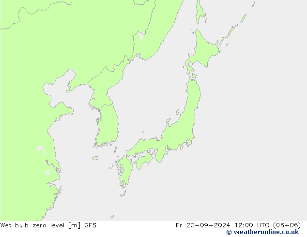 Wet bulb zero level GFS пт 20.09.2024 12 UTC