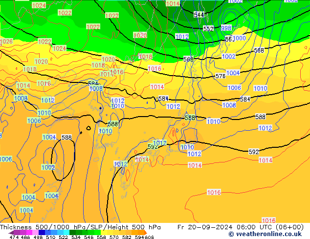 Thck 500-1000hPa GFS Sex 20.09.2024 06 UTC