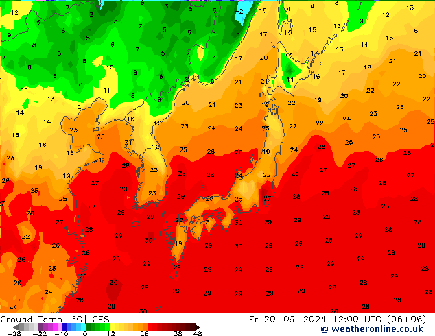 Ground Temp GFS Fr 20.09.2024 12 UTC