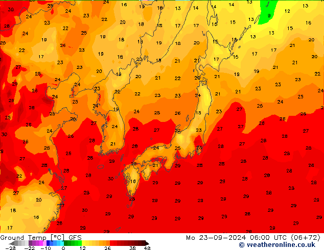 Ground Temp GFS Mo 23.09.2024 06 UTC