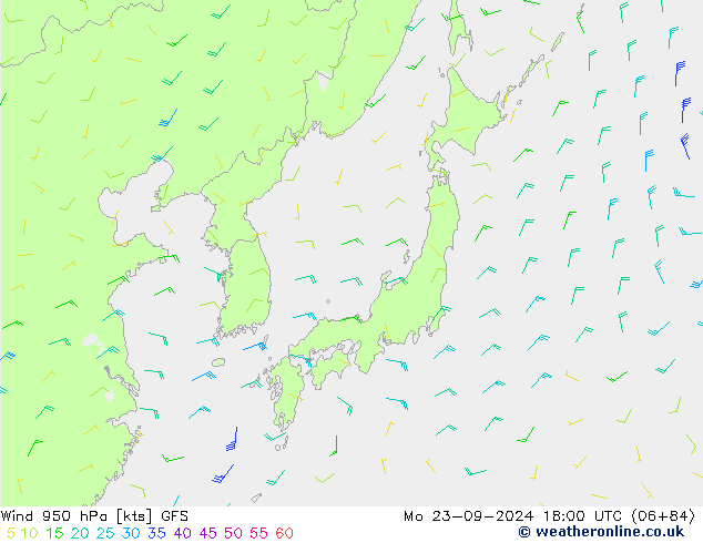 Vento 950 hPa GFS Seg 23.09.2024 18 UTC