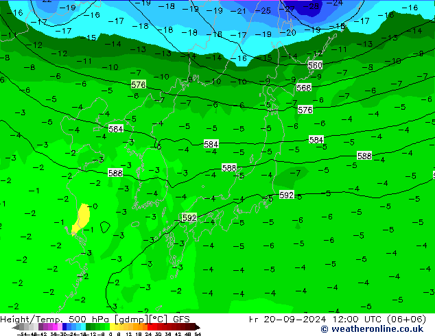 Z500/Rain (+SLP)/Z850 GFS Fr 20.09.2024 12 UTC