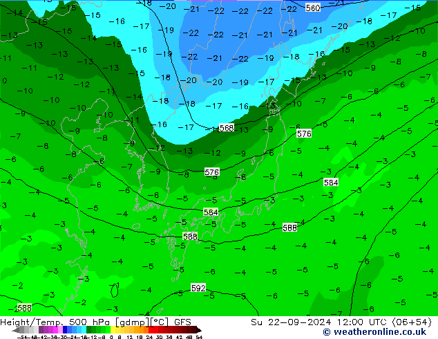 Height/Temp. 500 hPa GFS Ne 22.09.2024 12 UTC