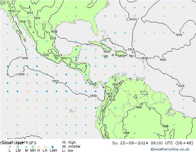 Cloud layer GFS  22.09.2024 06 UTC