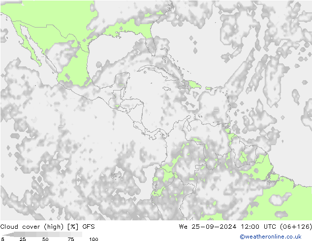 Cloud cover (high) GFS We 25.09.2024 12 UTC