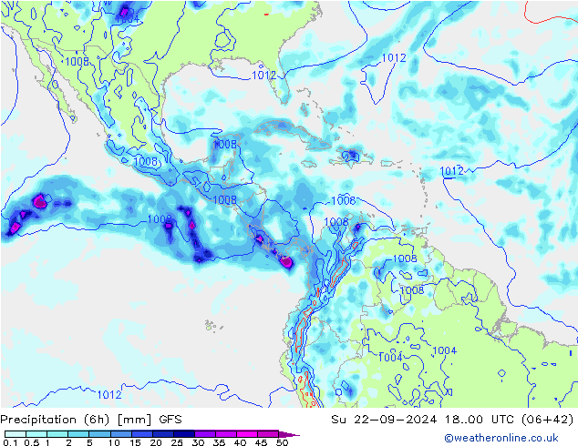 Z500/Rain (+SLP)/Z850 GFS Su 22.09.2024 00 UTC