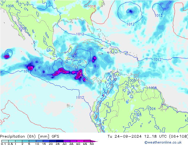 Precipitación (6h) GFS mar 24.09.2024 18 UTC