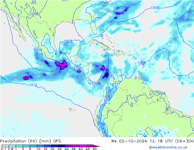 Precipitation (6h) GFS St 02.10.2024 18 UTC