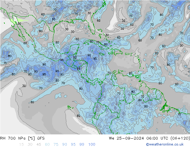 Humedad rel. 700hPa GFS septiembre 2024