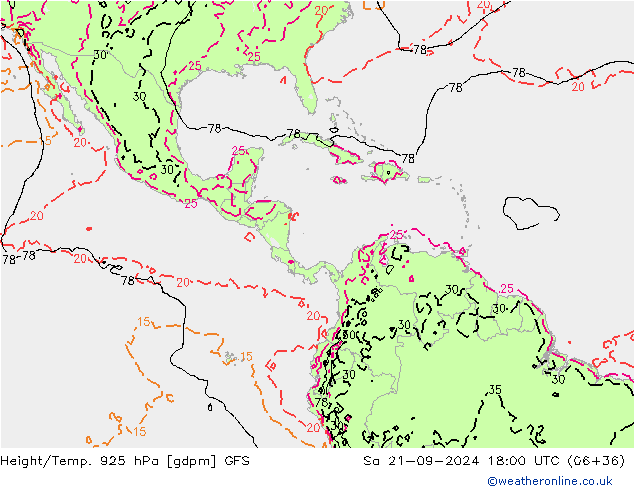 Height/Temp. 925 hPa GFS  21.09.2024 18 UTC