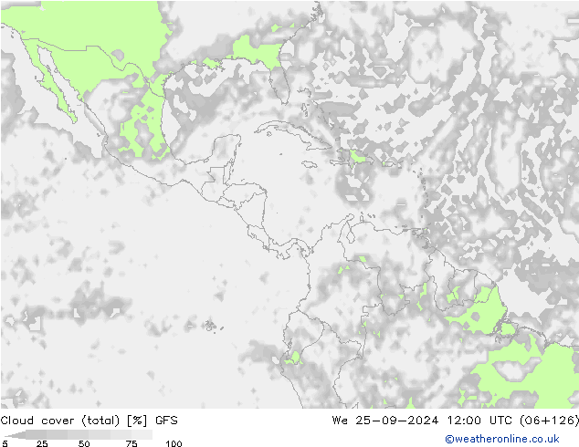 Cloud cover (total) GFS We 25.09.2024 12 UTC