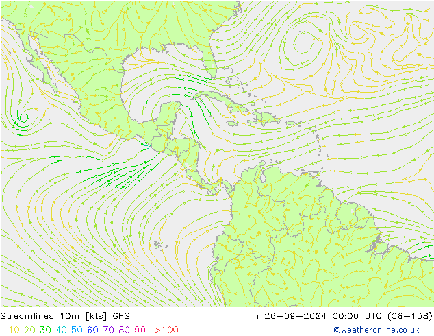 ветер 10m GFS чт 26.09.2024 00 UTC