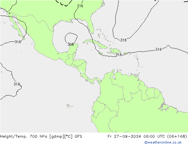 Height/Temp. 700 hPa GFS Fr 27.09.2024 06 UTC