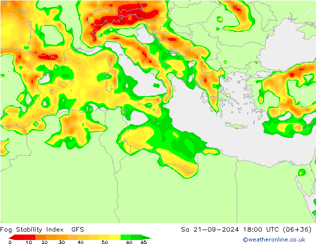 Fog Stability Index GFS So 21.09.2024 18 UTC