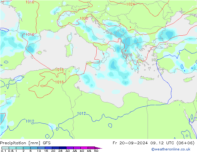 Neerslag GFS vr 20.09.2024 12 UTC