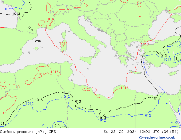 Surface pressure GFS Su 22.09.2024 12 UTC