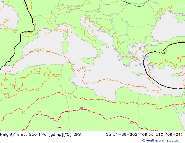 Z500/Yağmur (+YB)/Z850 GFS Cts 21.09.2024 06 UTC