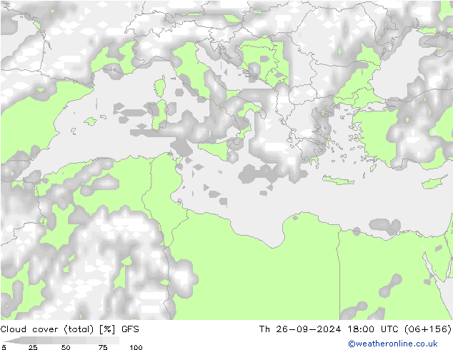 облака (сумма) GFS чт 26.09.2024 18 UTC