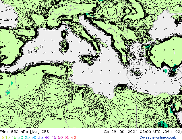  850 hPa GFS  28.09.2024 06 UTC