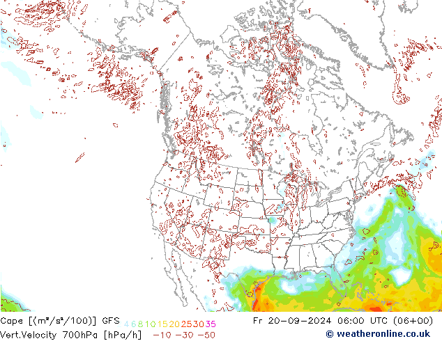 Cape GFS пт 20.09.2024 06 UTC