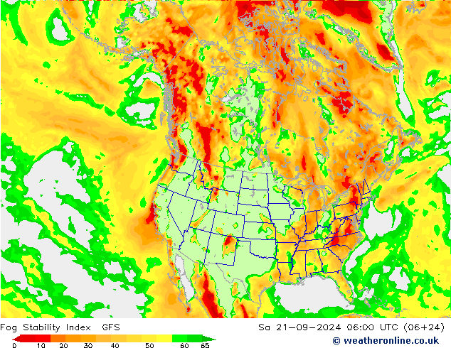 Fog Stability Index GFS sab 21.09.2024 06 UTC