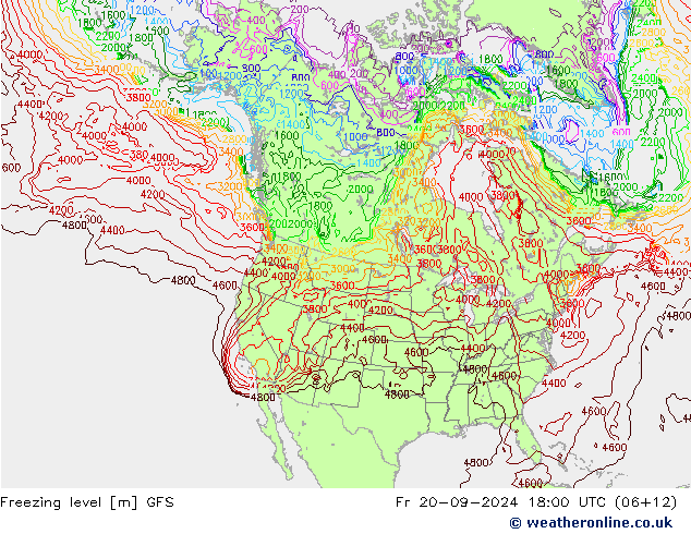 Freezing level GFS vie 20.09.2024 18 UTC