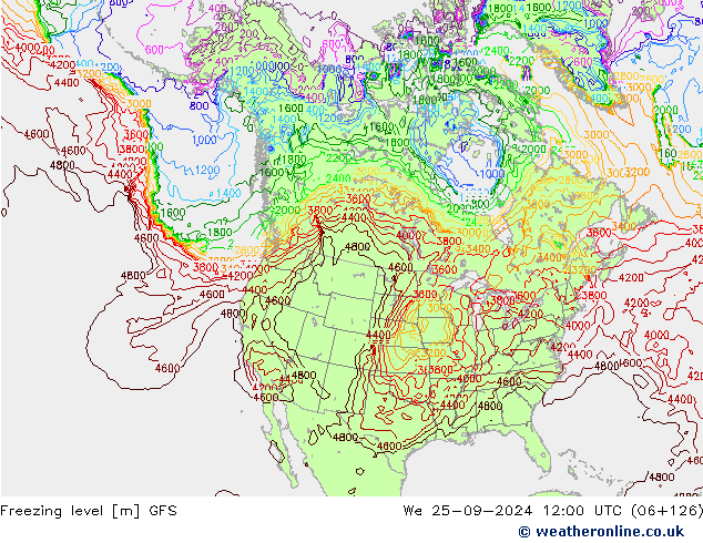 Freezing level GFS ср 25.09.2024 12 UTC