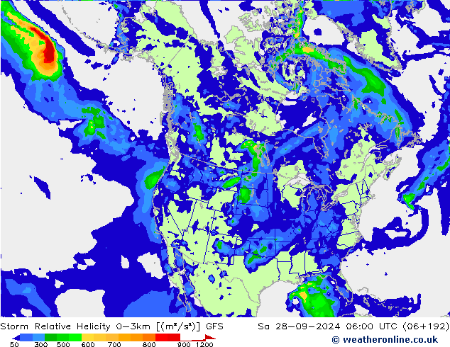 Storm Relative Helicity GFS September 2024