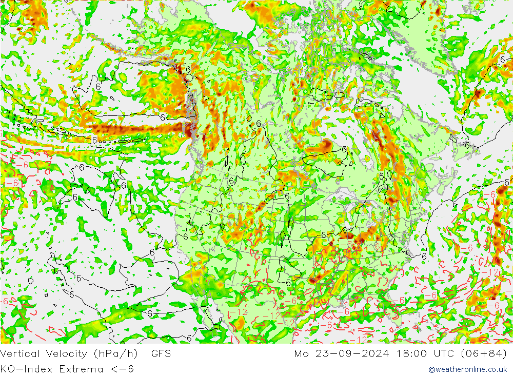 Convection-Index GFS Mo 23.09.2024 18 UTC