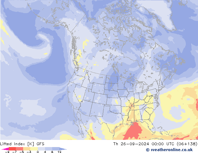 Lifted Index GFS Čt 26.09.2024 00 UTC