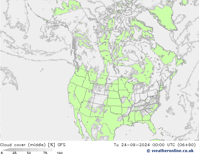 Cloud cover (middle) GFS Tu 24.09.2024 00 UTC