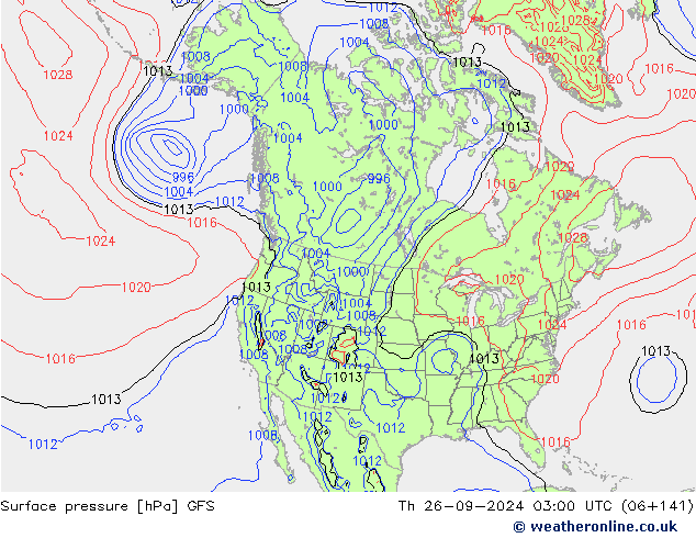 Surface pressure GFS Th 26.09.2024 03 UTC