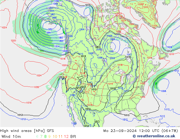 yüksek rüzgarlı alanlar GFS Pzt 23.09.2024 12 UTC